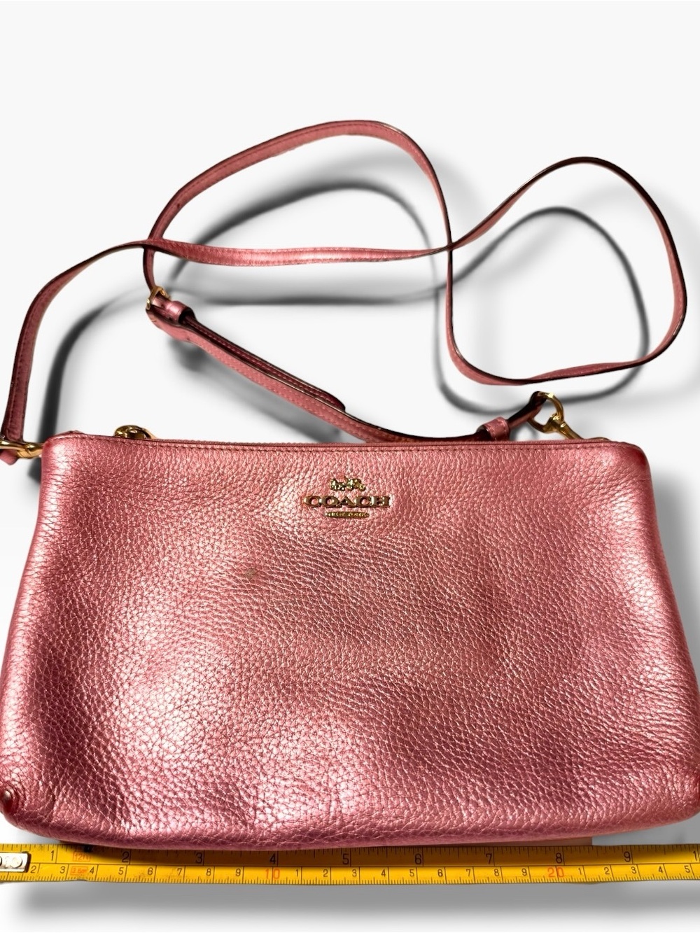 Coach Metallic Pink Lyla Crossbody Metallic Tulip Pink Gold Leather F39505
